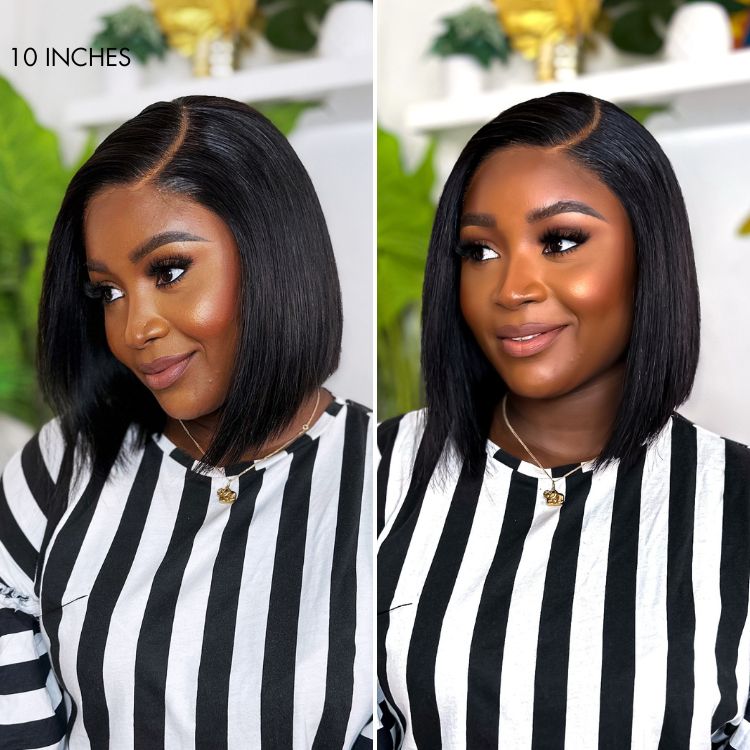 Cheveux raides courts Bob perruque 13*4/4*4 cheveux humains Lace Front Bob perruques-Amanda cheveux