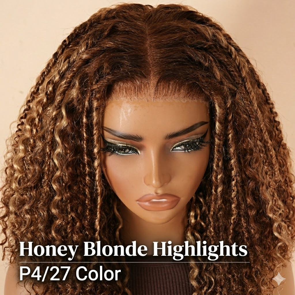 Pelucas de cabello humano con ondas corporales, sin pegamento, con encaje frontal transparente y resaltado rubio mezclado marrón para mujeres - Amanda Hair 