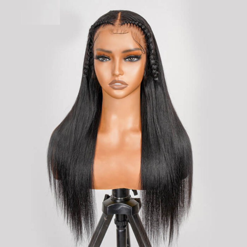 24H Fast Shipping | Pre Braided Hair Glueless 7x5 Lace Side Parting Straight 180% Density Put On and Go Wigs Flash Sale