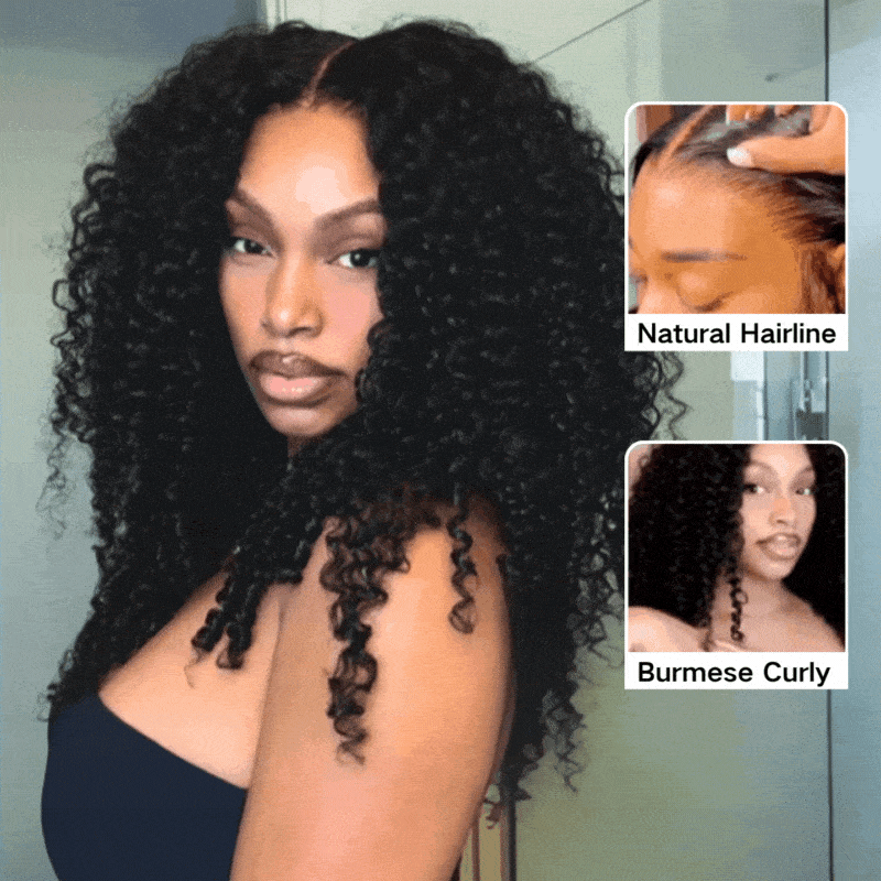 Bogo Flash Sale| Glueless Honey Blonde Water Wave 13x4 Lace Front Wig + Burmese Curly End Glueless 7x5 Lace Wig 200% Density Double Drawn