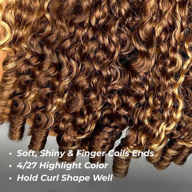 Burmese Curly Glueless Honey Blonde Water Wave 13x4 Lace Front Highlighted Color Put On And Go Human Hair Wig