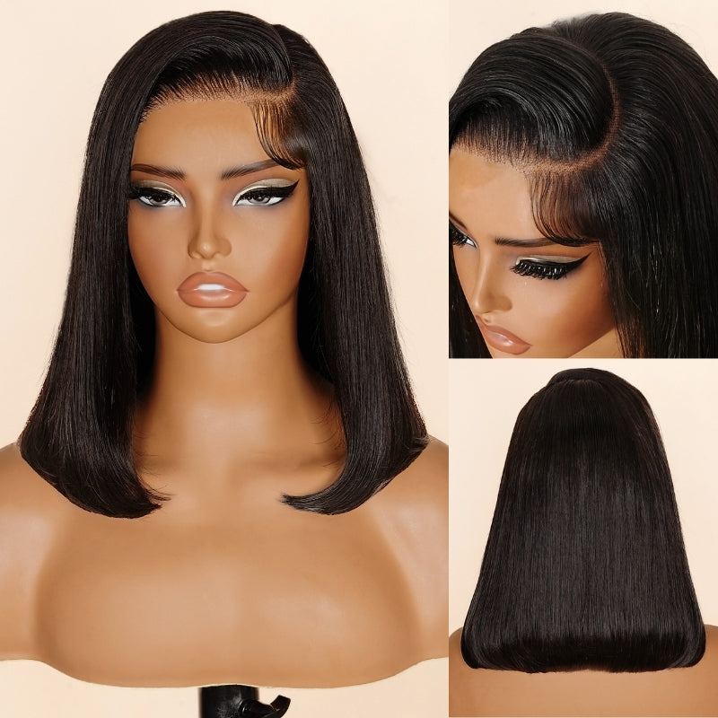 Guleless Side Part Bob Wig 13x4 Lace Front Parting Max Short Straight Wigs 180% Density Flash Sale