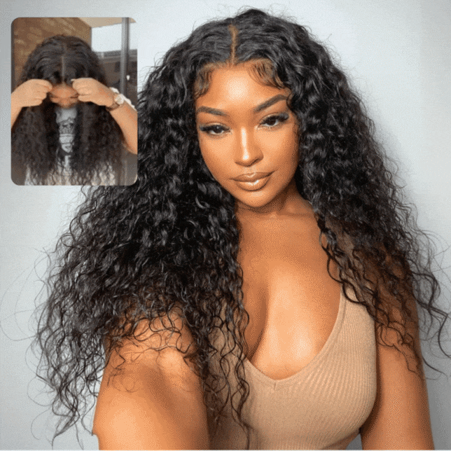 $199=28'' | Pre Everything Water Wave 6x4 / 13x6 Lace Frontal Glueless Wigs Invisible Drawstring HD Transparent Lace Wig Flash Sale-Amanda Hair