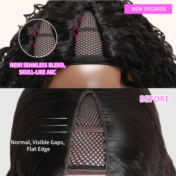 V Part Ombre Highlights Brown Water Wave Wig Hand-woven Invisible Drawstring Glue-free 100% Human Hair Beginner-friendly Flash Sale - Amanda Hair