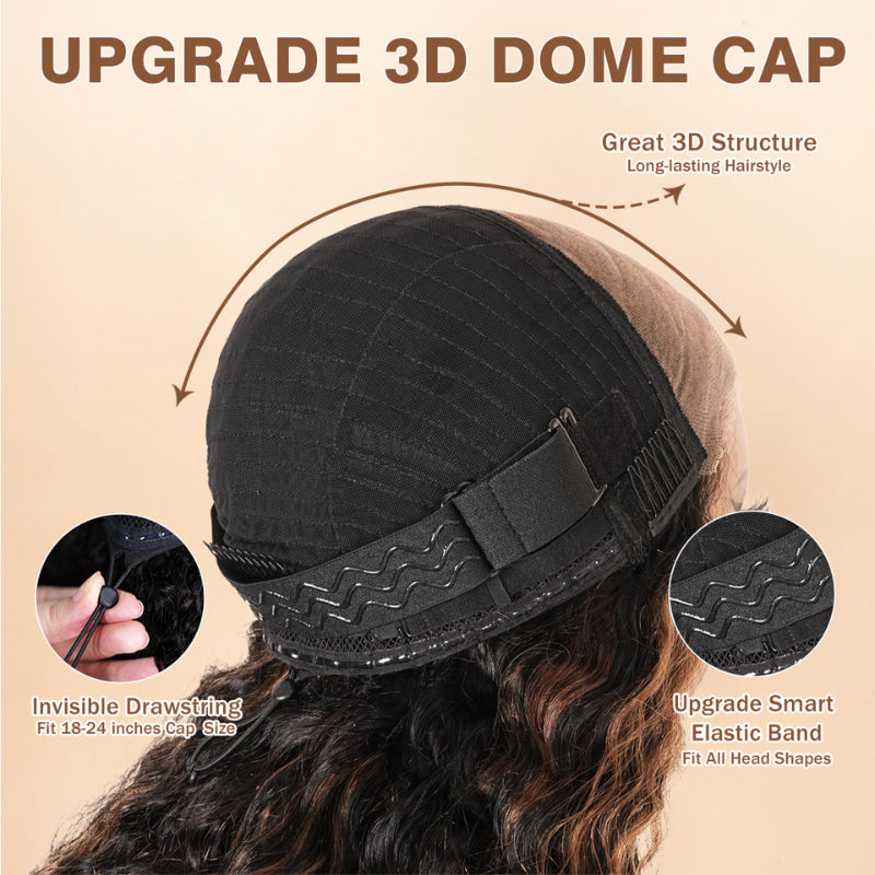 Glueless Highlight Honey Blonde Short Wavy 13x4 Lace Front Bob Wig Glueless Lace Human Hair Wig 180% Density - Amanda Hair