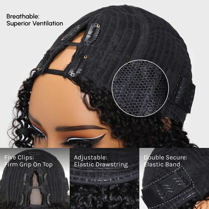 Kinky Straight V Part Wig Beginner Friendly Undetectable Natural Scalp Protective Glueless Human Hair Wigs Flash Sale