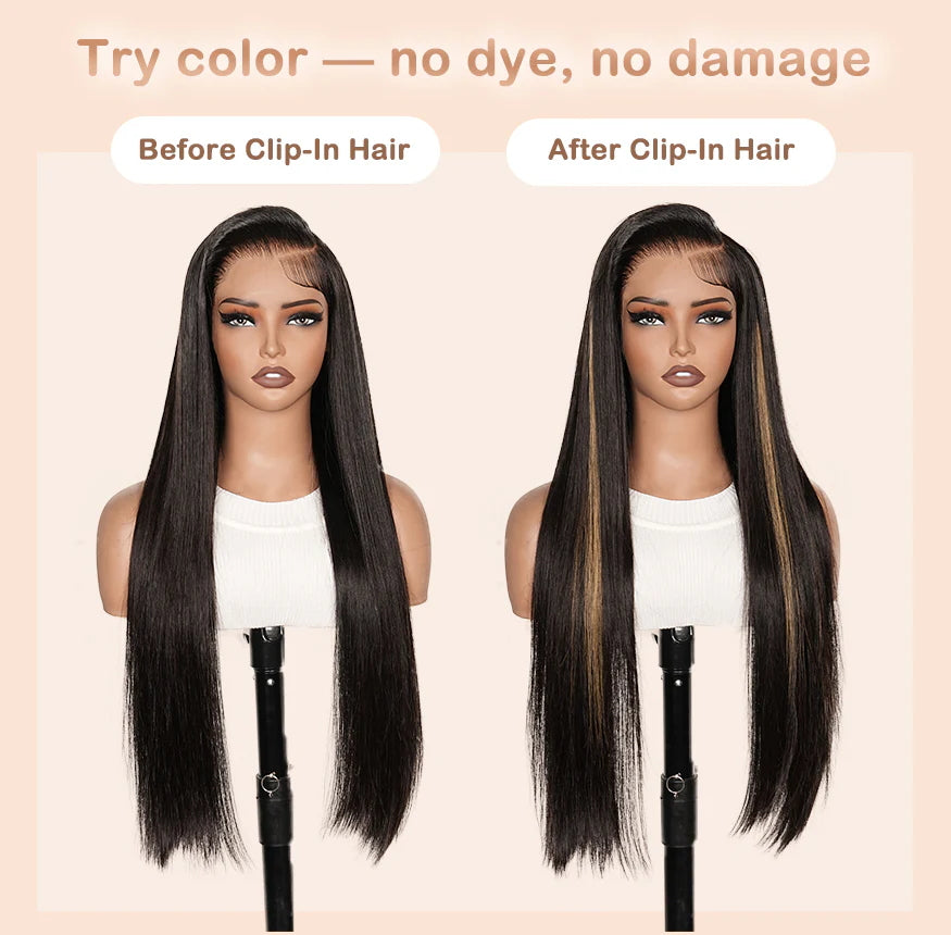 Peluca de cabello humano 100 % liso con encaje frontal, color marrón ombré, raíz oscura, sin pegamento, con envío rápido en 24 horas - Peluca de cabello humano transparente con encaje frontal/cierre - Amanda Hair