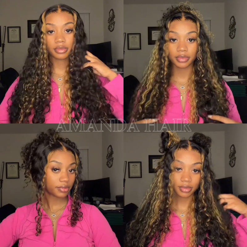 $199=30'' | Pre Everything Blonde Highlights Luxurious Deep Curly Wave Glueless 13x4 Put On & Go HD Lace Front/Closure Wig Flash Sale  - Amanda Hair