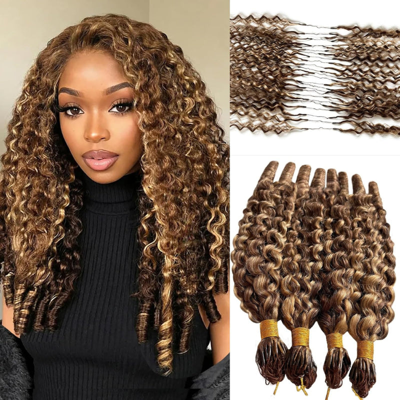 Feather Crochet Human Hair Bundles Water Wave / Body Wave for Boho Braids with Miracle Knots Flash Sale