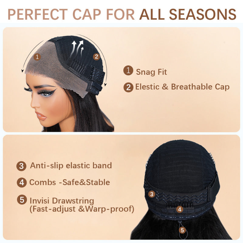 Pre Everything Loose Wave Lace Front Wigs with Curtain Bangs Clear Transparent HD Lace Glueless Wig Flash Sale-Amanda Hair