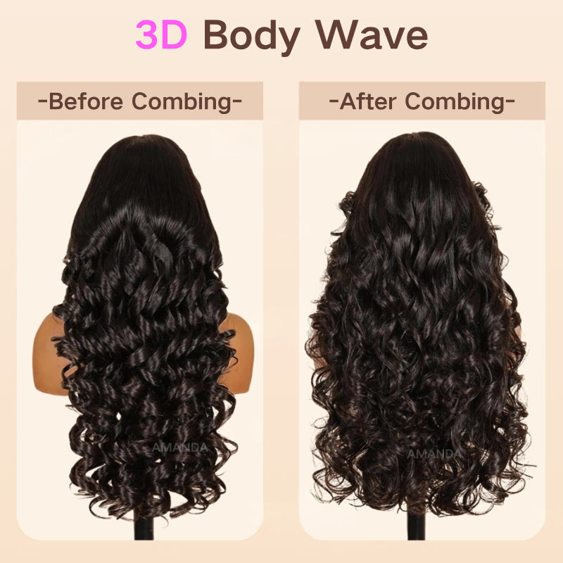 300% Density Luxury custom wigs Curtain Bangs Loose Wave Glueless 13x4 Lace Front Wigs Clear Transparent  -Amanda Hair