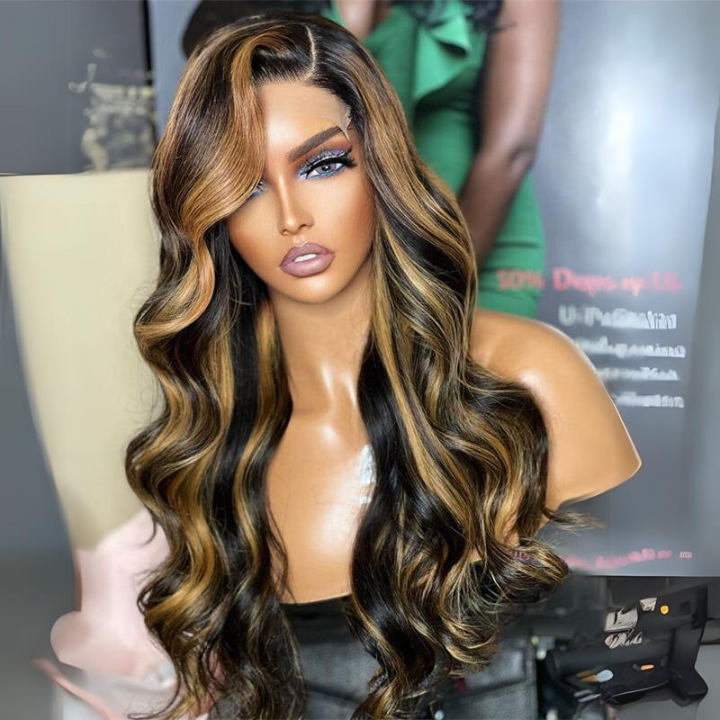 Extra 60% OFF | Balayage 1B/30 Highlight Blond Body Wave 13x4 Lace Front Wigs-Flash Sale