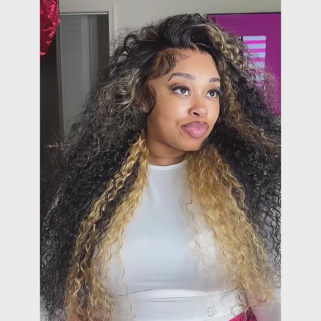 Amanda $199=30'' | Pre Everything Blonde Highlights 13x4 Full Lace Frontal Deep Curly Wave Glueless Put On And Go Wig Flash Sale  - Amanda Hair
