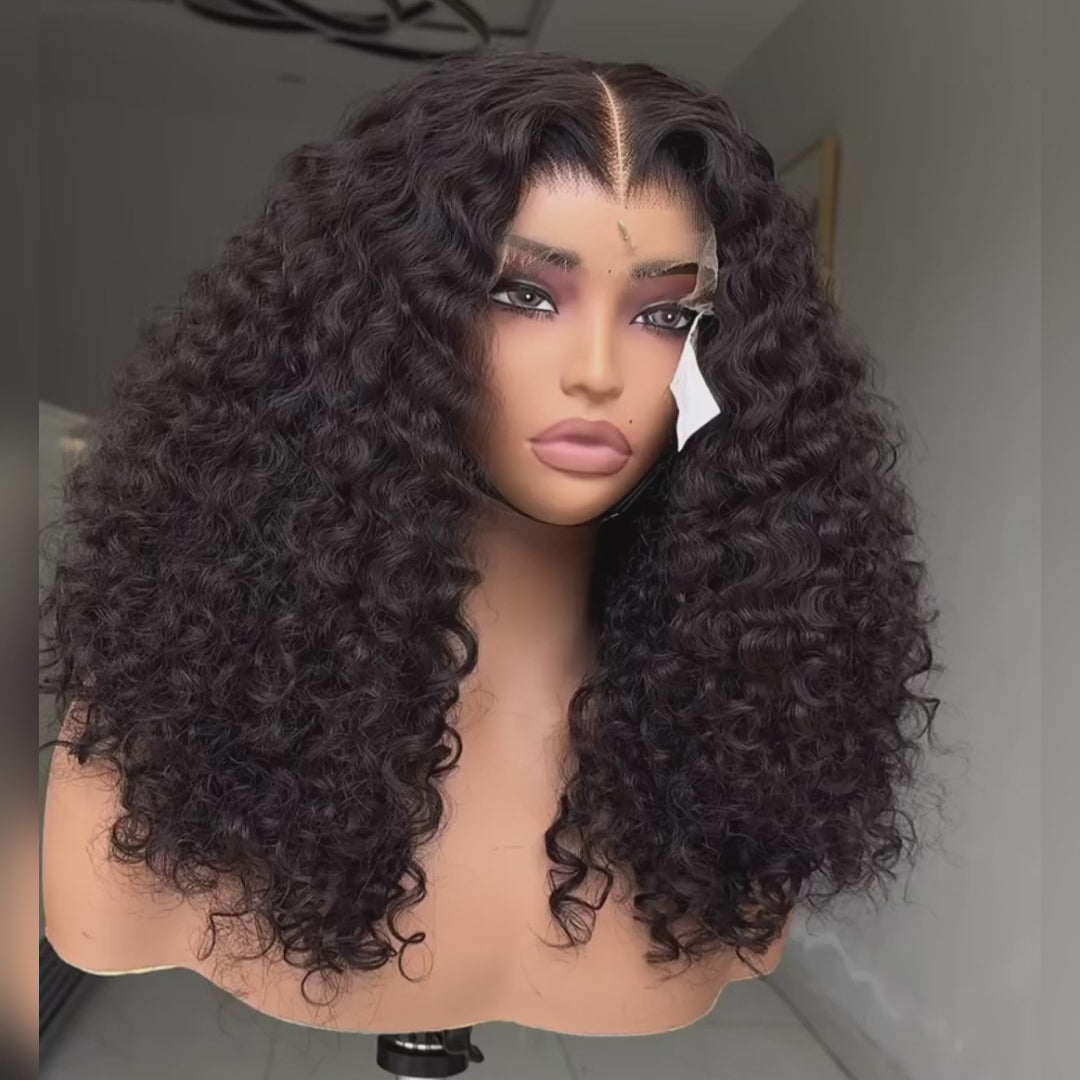 Glueless Deep Wave Curly Lace Front Wig 100% Human Hair - Clear Transparent Lace Front/Closure Human Hair Wig- Amanda Hair