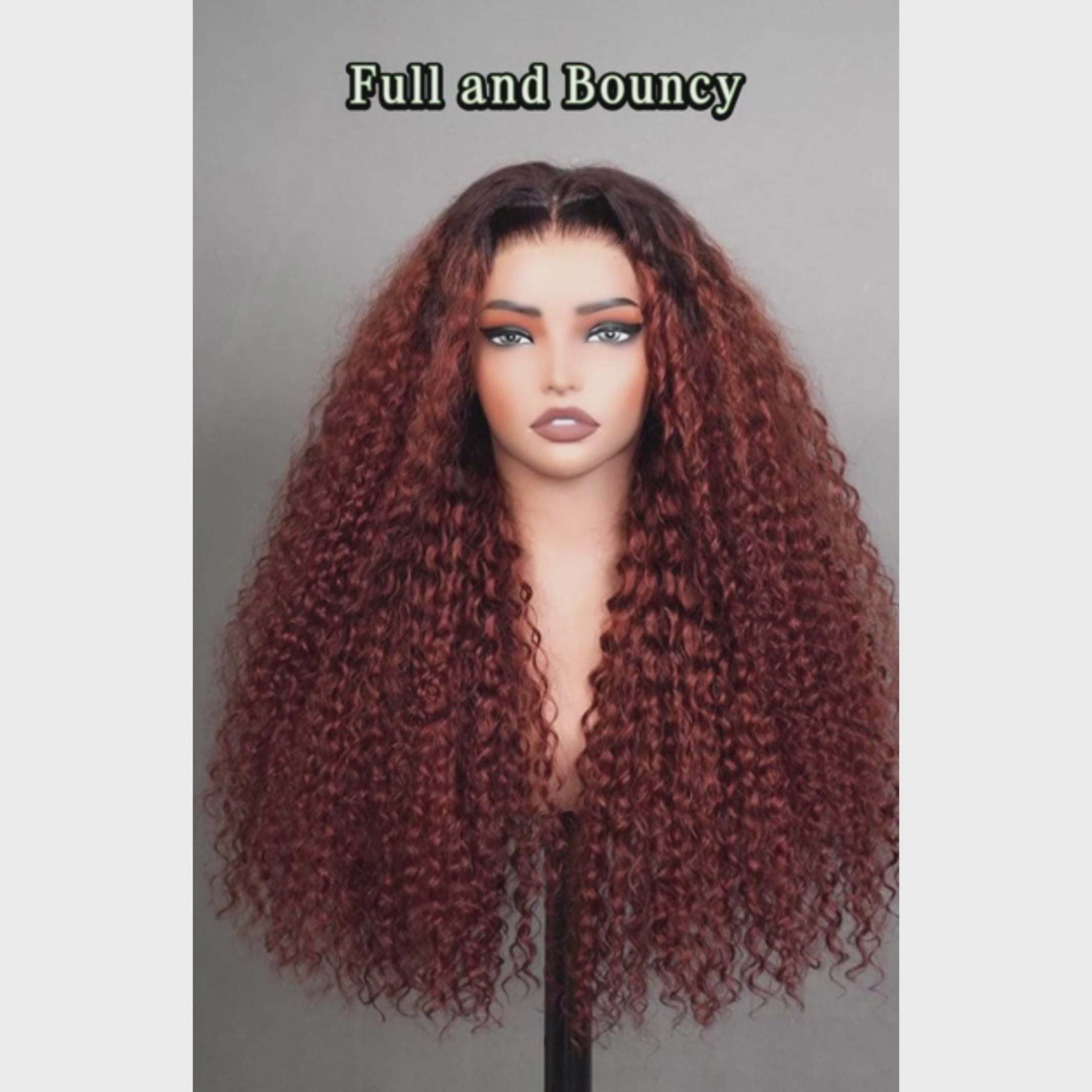 Amanda 300% Density Reddish Brown Deep Curly 13x6 Full Lace Front Ombre Glueless Human Hair Wig