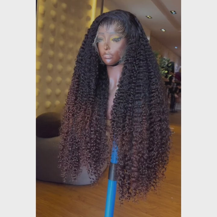 Amanda Wear & Go Ombre Brown Glueless 13x4 Full Lace Frontal Pre Everything Long Curly Hair with Drawstring