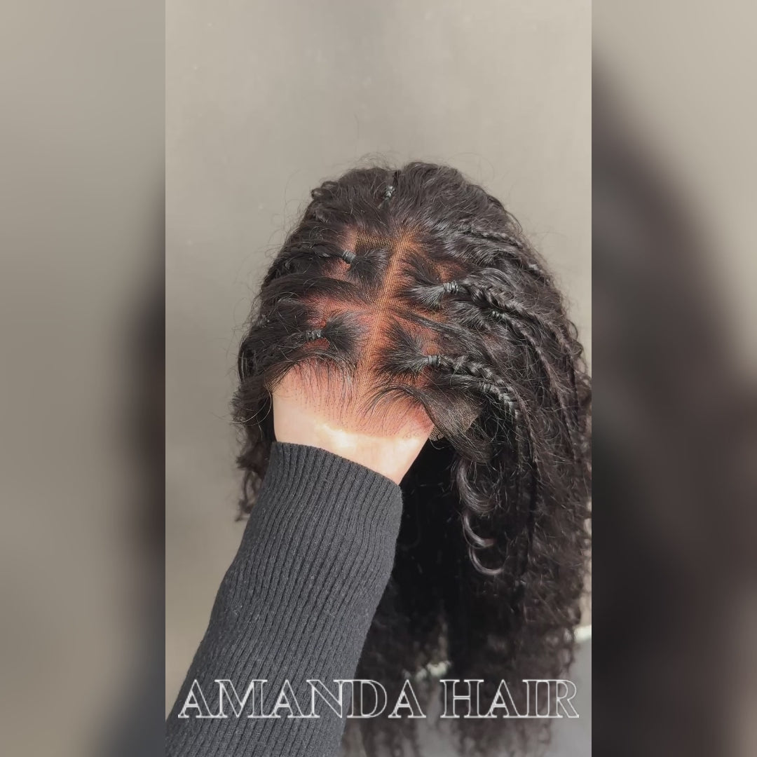 Glueless Exquisite Long Loose Curls with Braided Parting 7x5 / 13x4 HD Transparent Lace Human Hair Wig-Amanda Hair