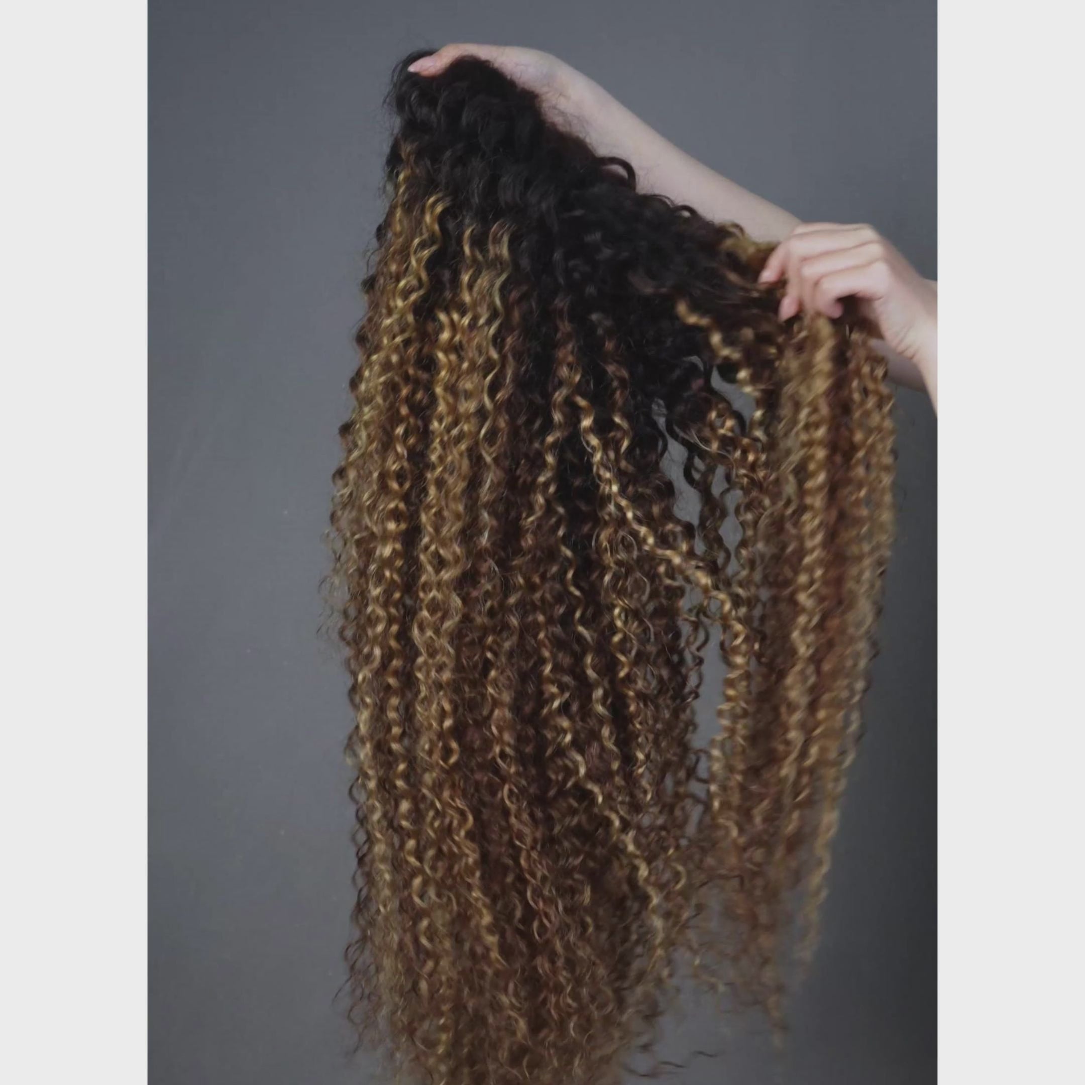 Amanda | Wear&Go Ombre Honey Blonde Highlights Kinky Curly Glueless Human Hair Wigs | Skin Melt HD Lace