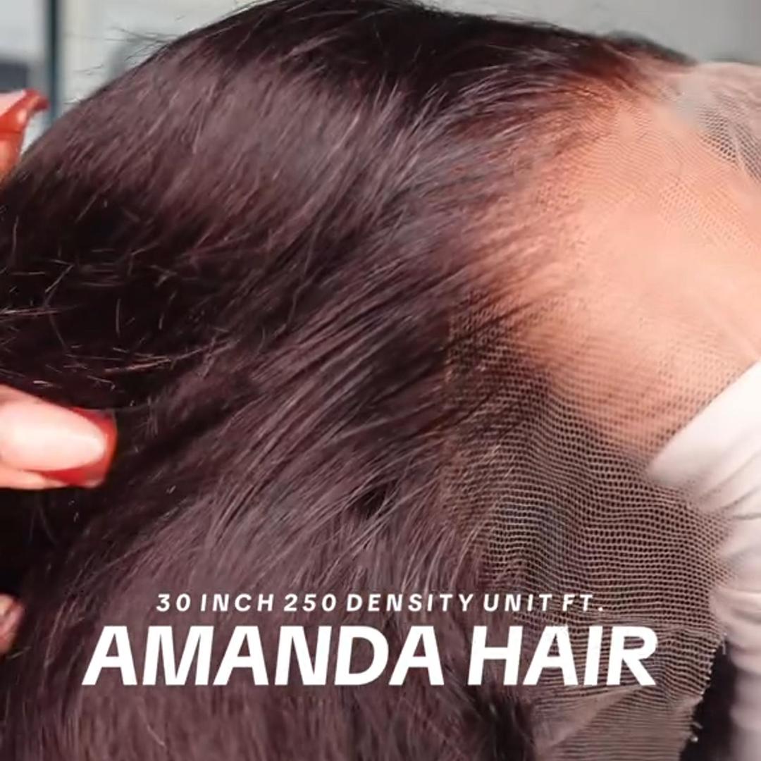 Pelucas frontales de encaje de ondas sueltas sin pegamento con flequillo de cortina Peluca de encaje HD transparente con ondas naturales para mujeres No se necesita código - Amanda Hair 