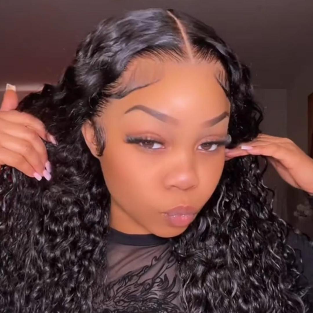Deep Wave Middle Part Loose Deep Wave Middle Part Lace Front Wig Human Hair 4*4/13*4 Frontal ...