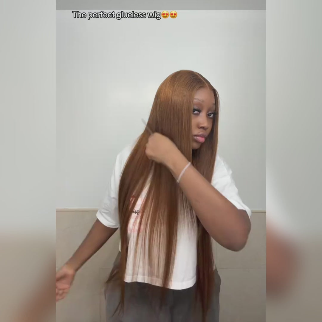 $199=28'' | Pre Everything Straight Ginger Brown 13x6 Lace Frontal Glueless Orange Wigs Put On & Go HD Transparent Lace Wig Flash Sale