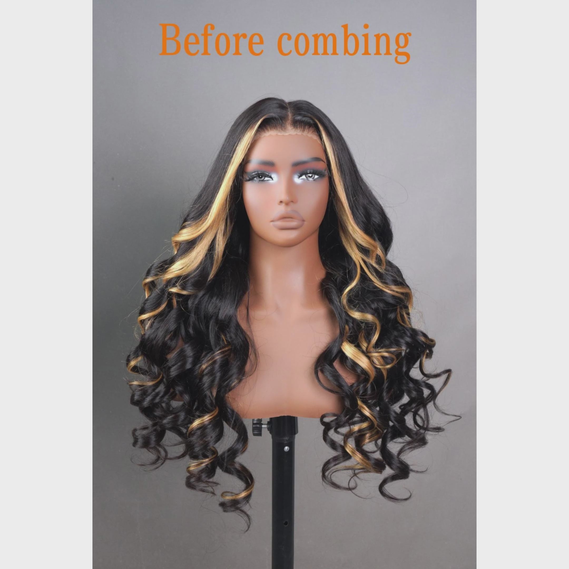 Pelucas frontales de encaje de ondas sueltas sin pegamento con flequillo de cortina Peluca de encaje HD transparente con ondas naturales para mujeres No se necesita código - Amanda Hair 
