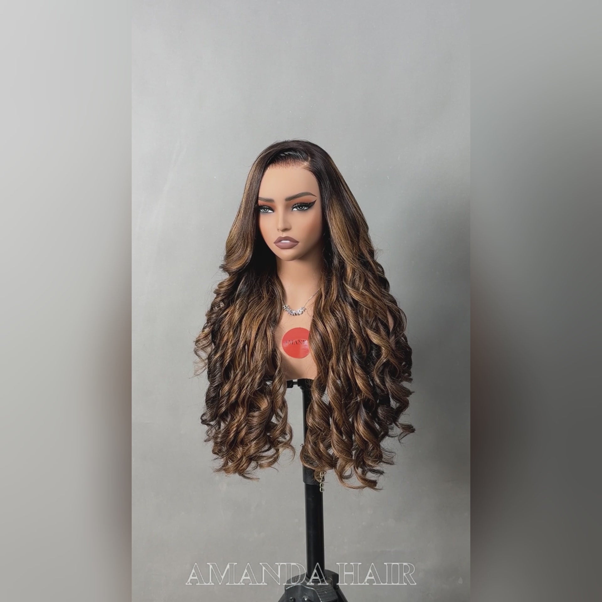 300% Density Glueless 3D Body Wave Highlight Balayage Brown 13x4 Transparent HD Full Lace Put On And Go Human Hair Wig