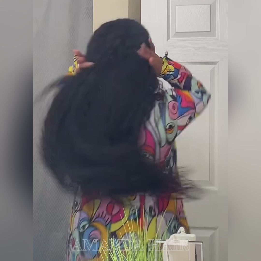 Cheveux longs bouclés 13*4 HD dentelle frontale perruque épais cheveux bouclés sans colle perruques-Amanda cheveux