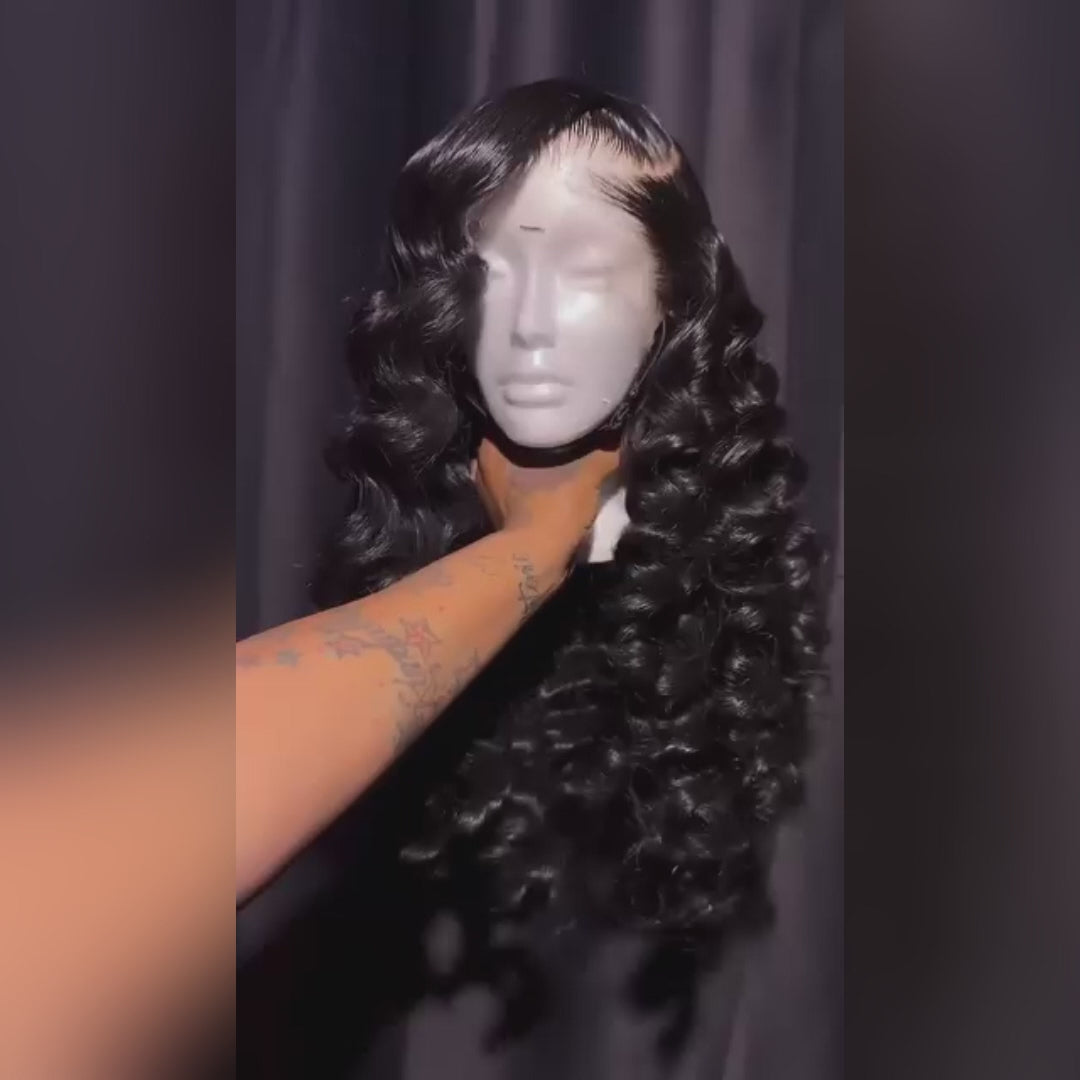 Long Loose Deep Wave 13x6 Encaje transparente indetectable Las mejores pelucas sin cola de cabello humano en línea - Amanda Hair