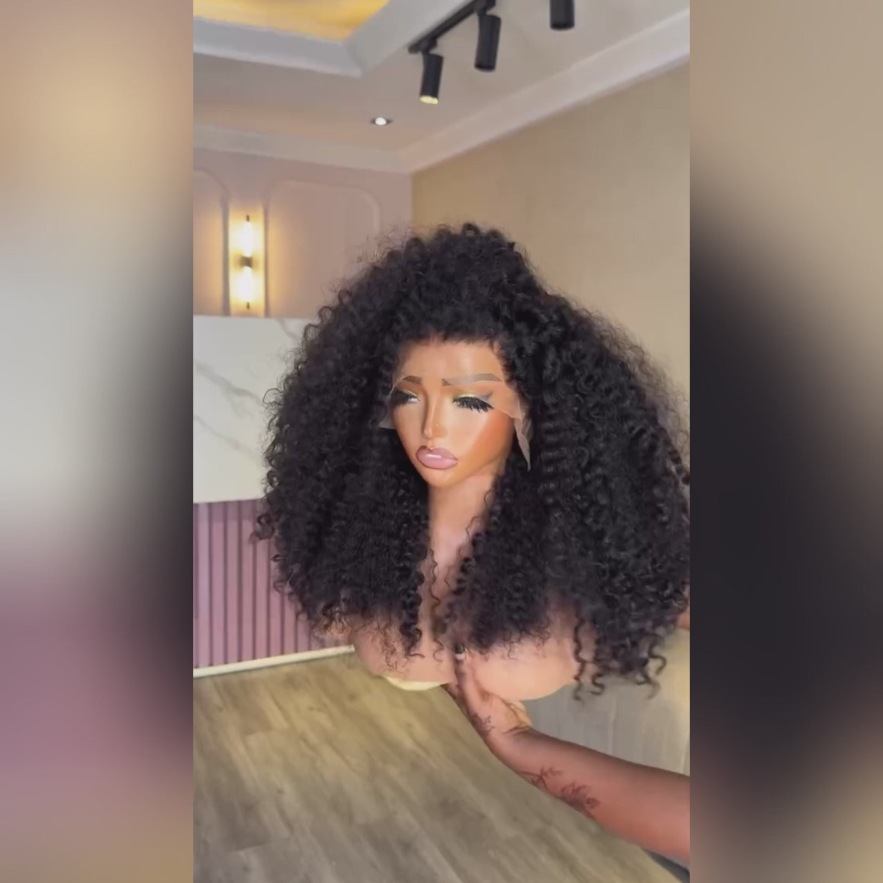 300% Density Luxury custom wigs Glueless 13x4 Full Lace Front Curly Wigs Virgin Human Hair Transparent Lace Front Wig Super Double Drawn Level  - Amanda Hair