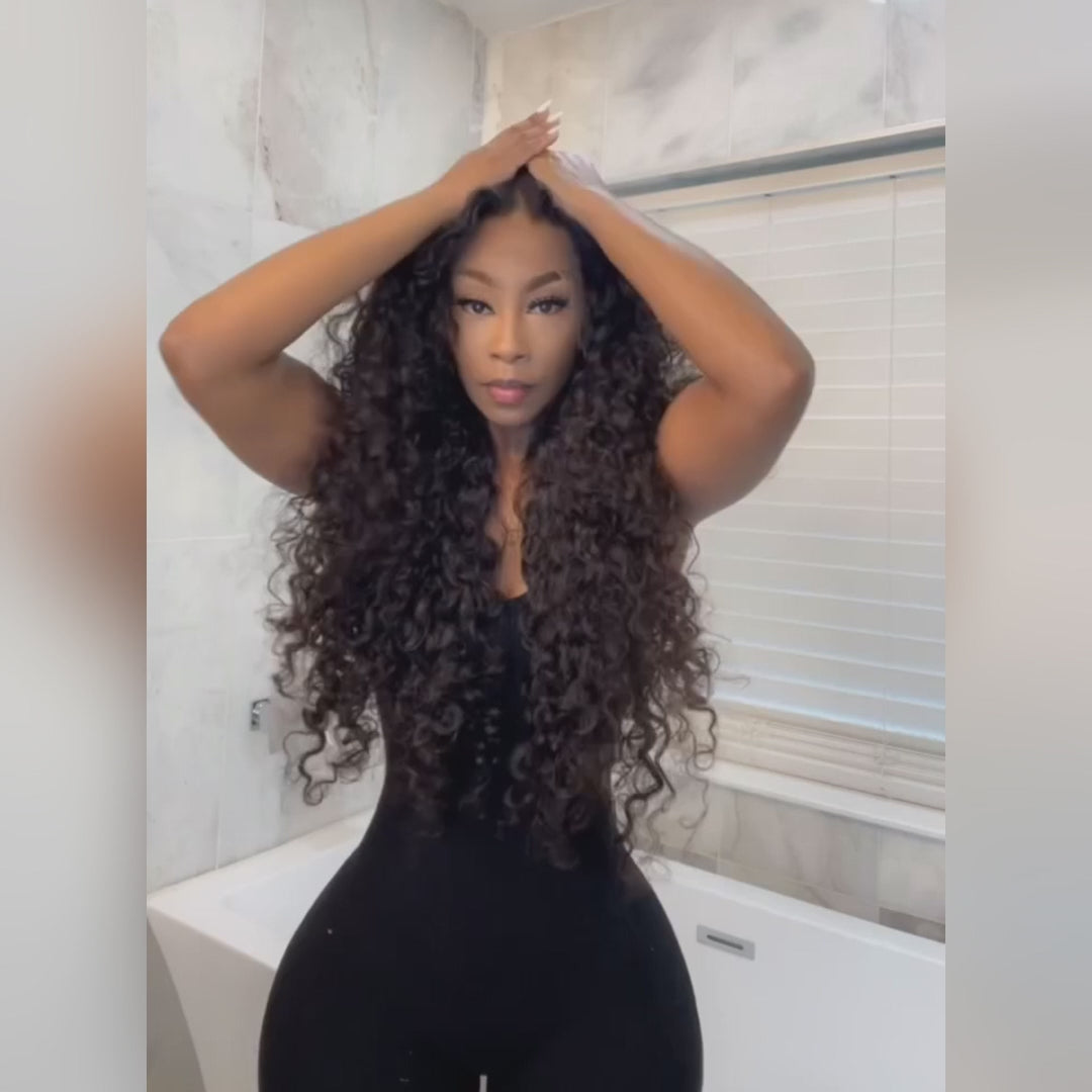 Deep Curly Snug Fit 360 Invisible Strap Glueless Pre-Bleached And Pre-Cut Lace Human Hair Wig