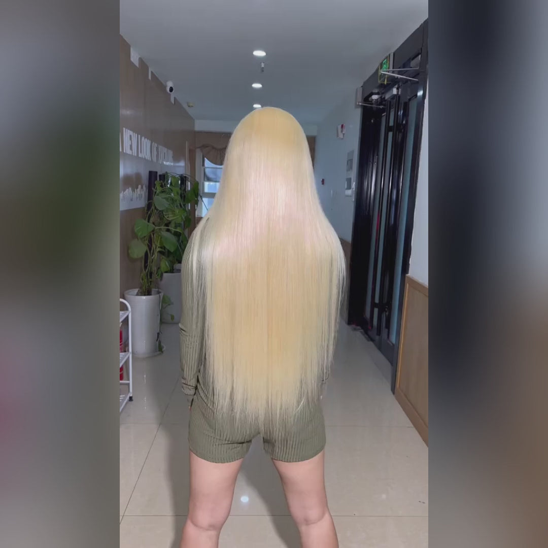 Pelucas de cabello rubio recto de encaje transparente HD 613 para mujeres-Amanda Hair