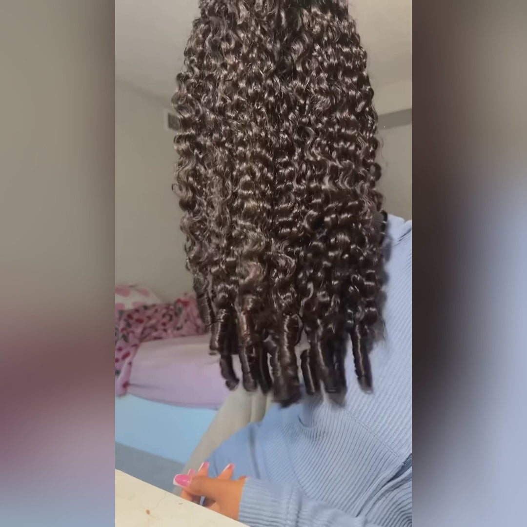 3 In 1 Half Wig Burmese Curly Spiral Curls End Glueless Flexible Fit Drawstring Put On And Go Flash Sale - Amanda Hair