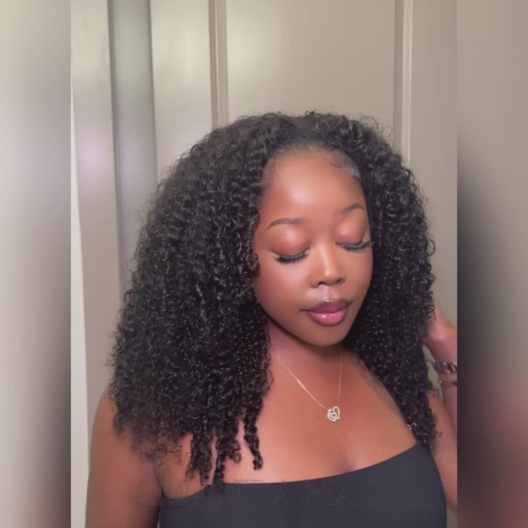 3 In 1 Half Wig | Kinky Curly Put On & Go Invisible Drawstring Glueless Flip Over Half Wig Beginner Friendly Flash Sale