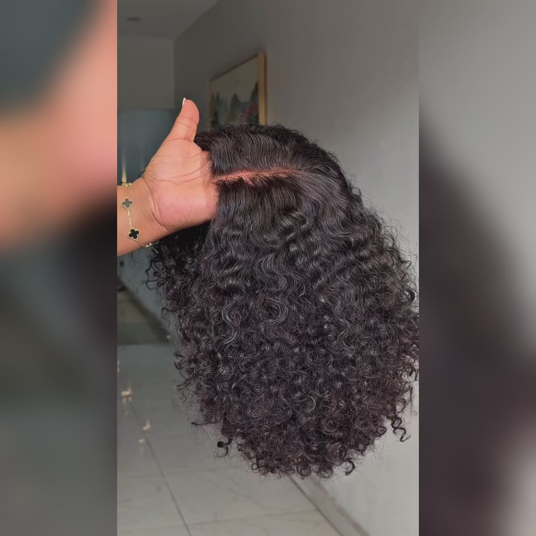 Amanda Glueless Thick Fluffy Afro Curly Human Hair Bob Wigs 7x5 / 13x4 Invisiable Lace Wig Flash Sale