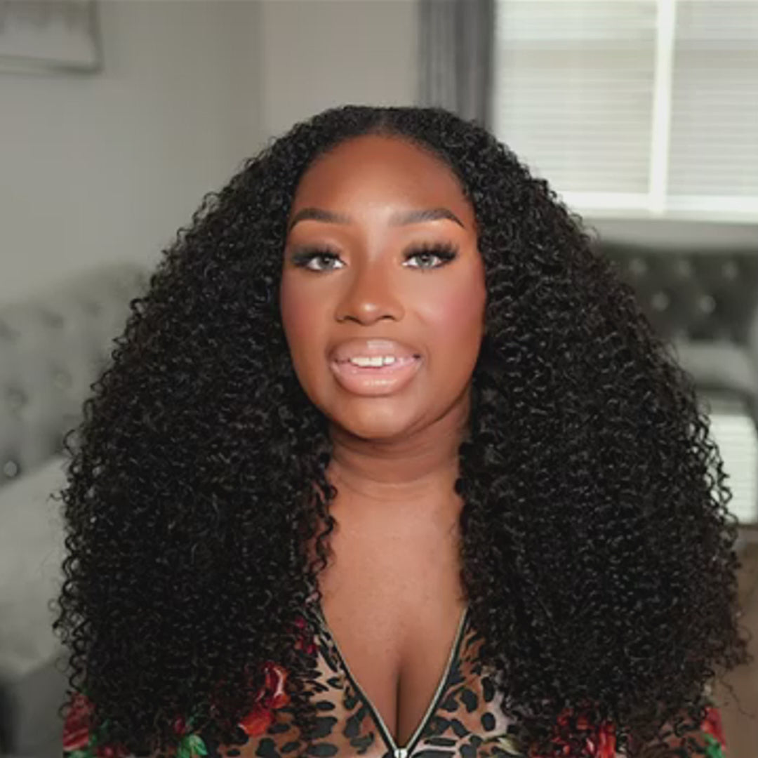 Glueless V Part Wig Beginner Friendly Curly Human Hair No Sew In No Gel NO Leave Out- Amanda Hair