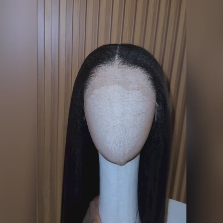 Kinky Straight Reddish Brown / Copper Brown / Natural Color 13x4 Transparent Lace Front Wigs 100% Human Hair Wigs