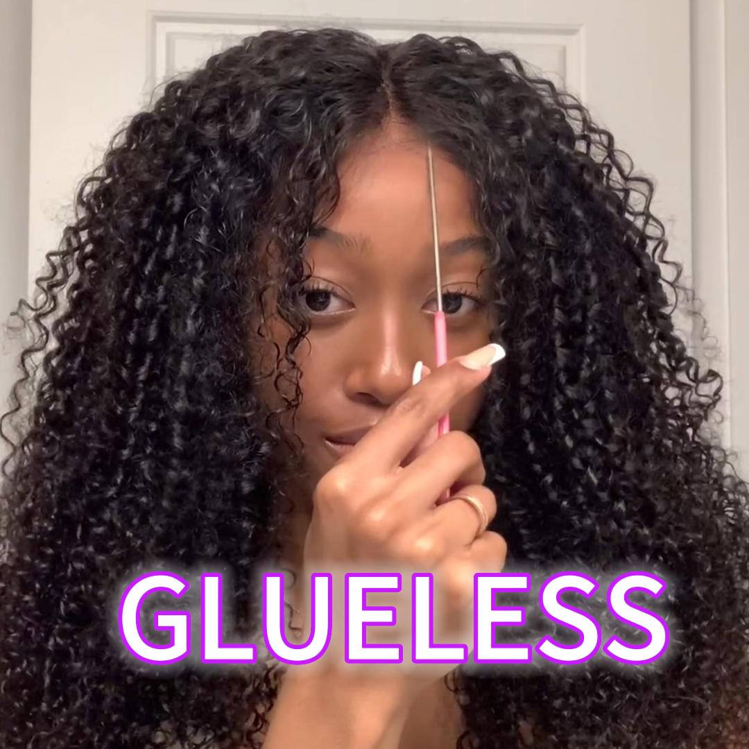 Glueless Thick Fluffy  Curly Human Hair Wigs Lace Closure Wig-Amanda Hair