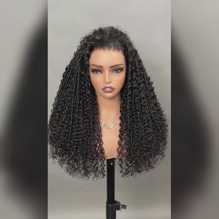Glueless Burmese Kinky Curly 13x4 HD Transparent Full Lace Frontal with Spanish curl Human Hair Wig