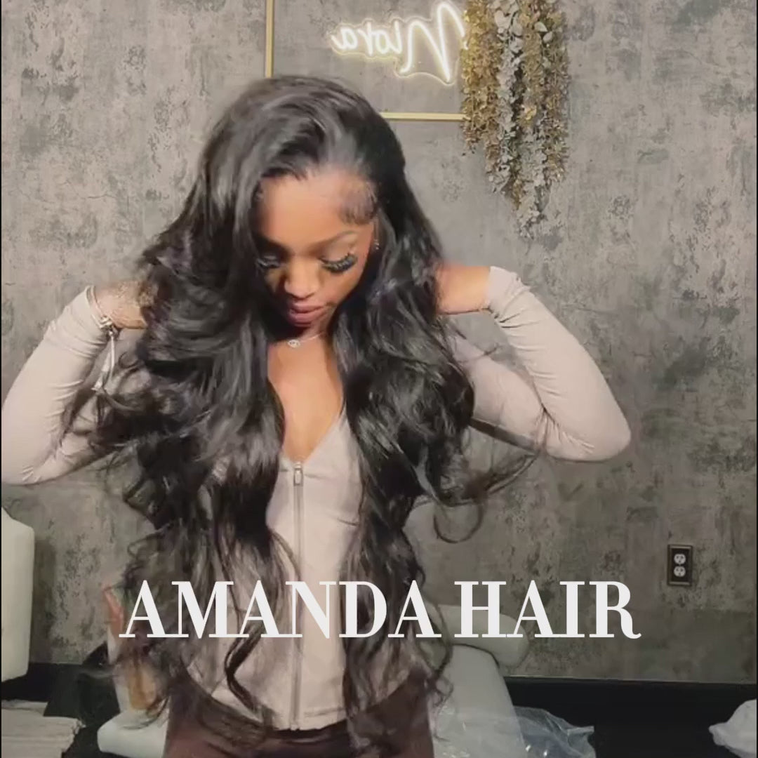 Glueless Loose Wave Wigs Virgin Human Hair 4 * 4/13 * 4 Transparent HD Lace Front Wig Pré-plumé Hairline - Amanda Hair 