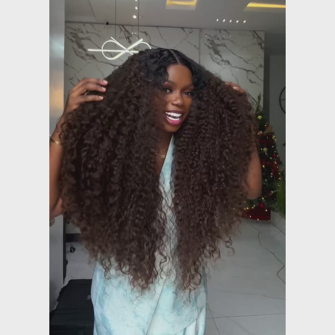 Pelucas de onda suelta sin cola Cabello humano virgen 4 * 4/13 * 4 Peluca frontal de encaje HD transparente Línea de cabello prearrancada - Amanda Hair 
