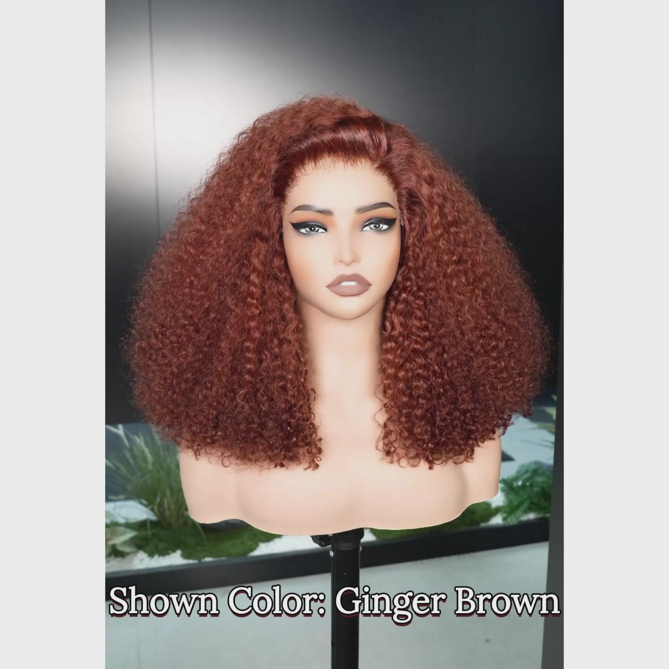 Amanda 300% Density 7x5/13×6 HD Glueless Lace Kinky Curly Wig | Ombre Brown & Dark Reddish Brown