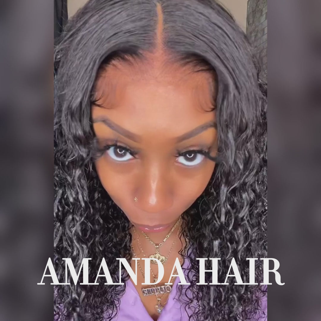 Frente de encaje 13x4 sin pegamento / 6x4.5 Cierre de encaje Peluca rizada de primavera hinchable Línea de cabello prearrancada Peluca de encaje precortado-Amanda Hair