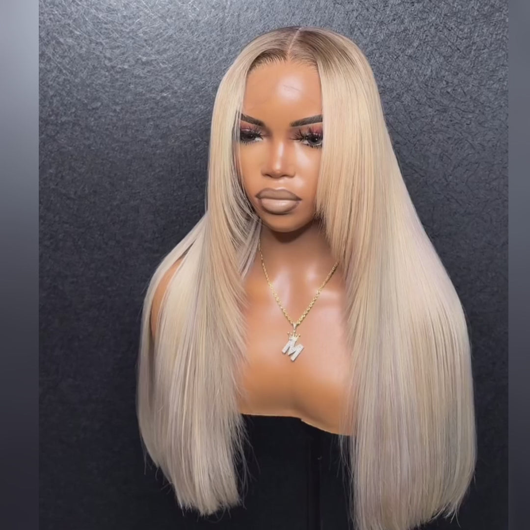 Blonde Straight 13x4 Lace Front Straight Butterfly Haircut #613 Wig Layered Hair