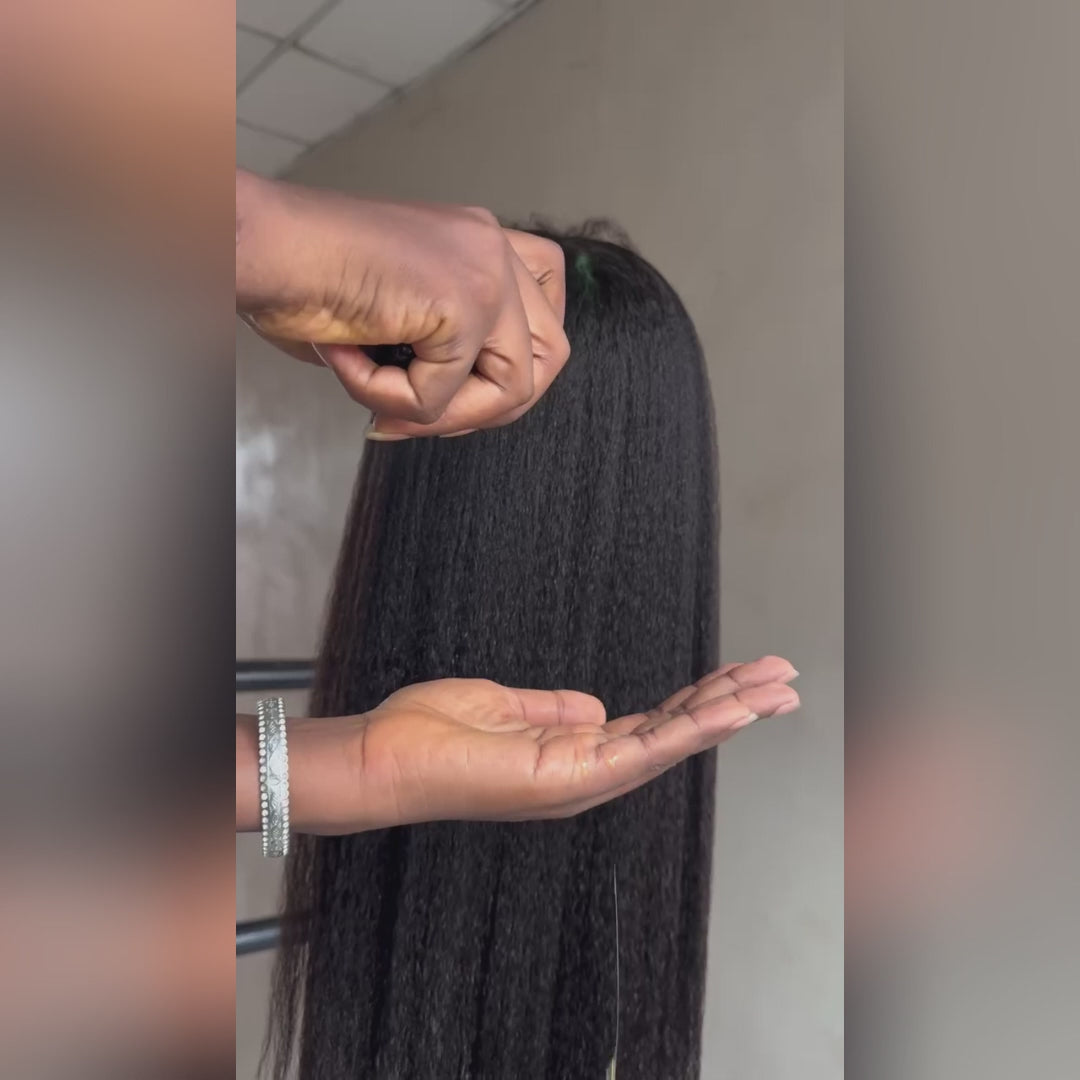 Kinky Straight Reddish Brown / Highlight Brown / Natural Color 13x4 Transparent Lace Front Wigs 100% Human Hair Wigs