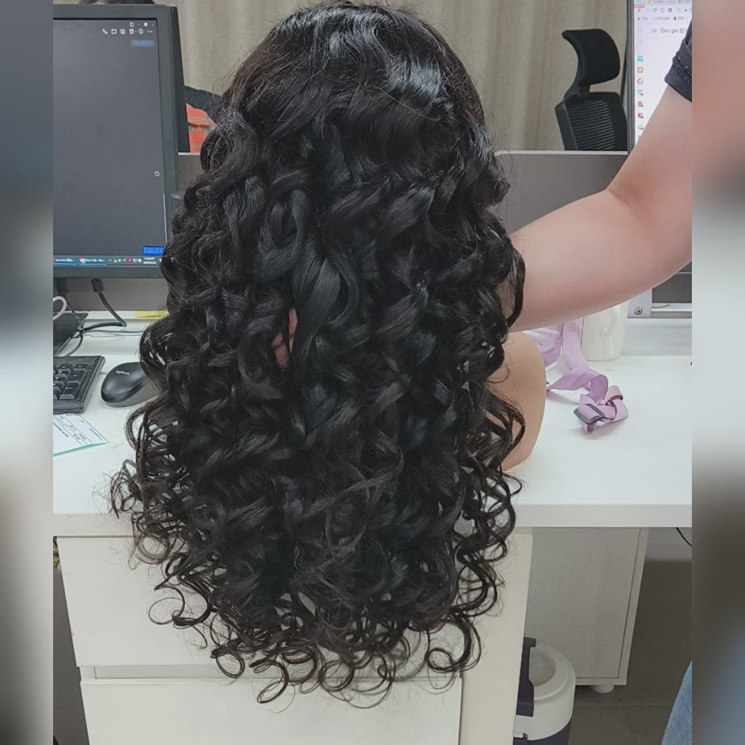 Glueless Bomb Curly Wave Wigs Virgin Human Hair 4x4/13x4 Transparent HD Lace Front Wig Luxury custom wigs Super Double Drawn Bouncy Wavy Lace Wigs Pre Plucked Hairline - Amanda Hair
