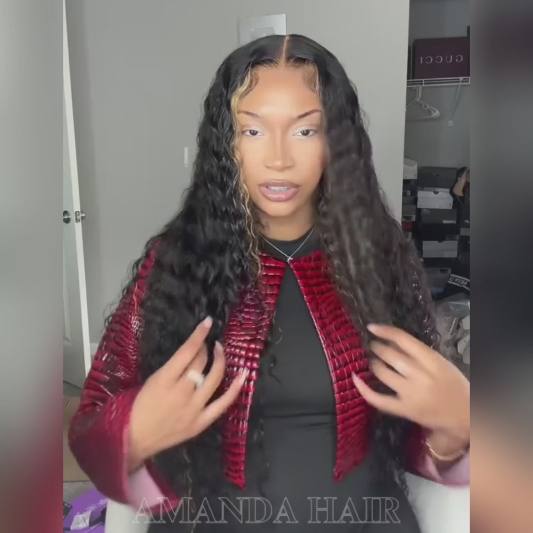 30''=$199 Blonde Highlights Luxurious Deep Curly Wave Glueless Put On & Go HD Lace Front/Closure Wig Flash Sale - Amanda Hair