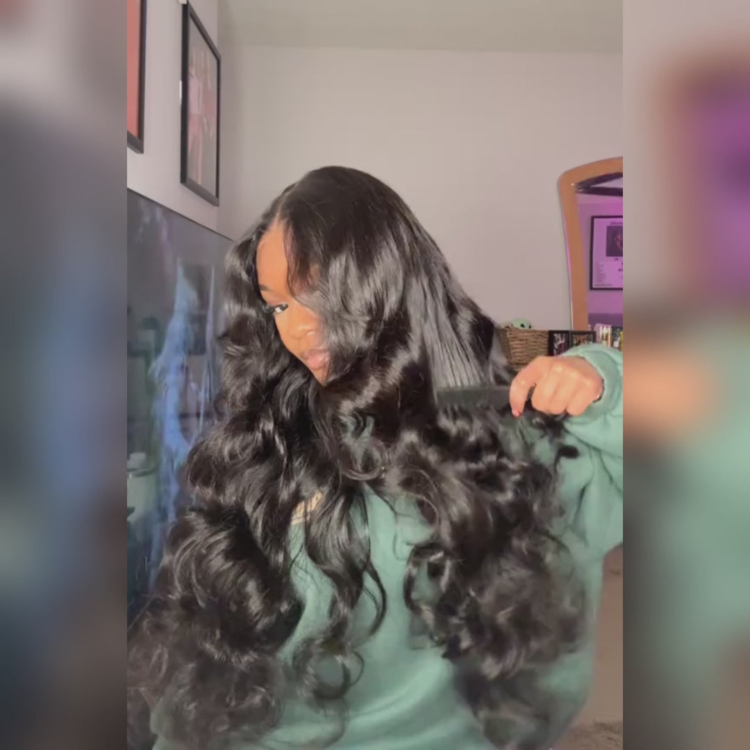 $189=28'' | Pre Everything Loose Wave Full Lace Front Wigs with Curtain Bangs Clear Transparent HD Lace Glueless Wig Flash Sale-Amanda Hair