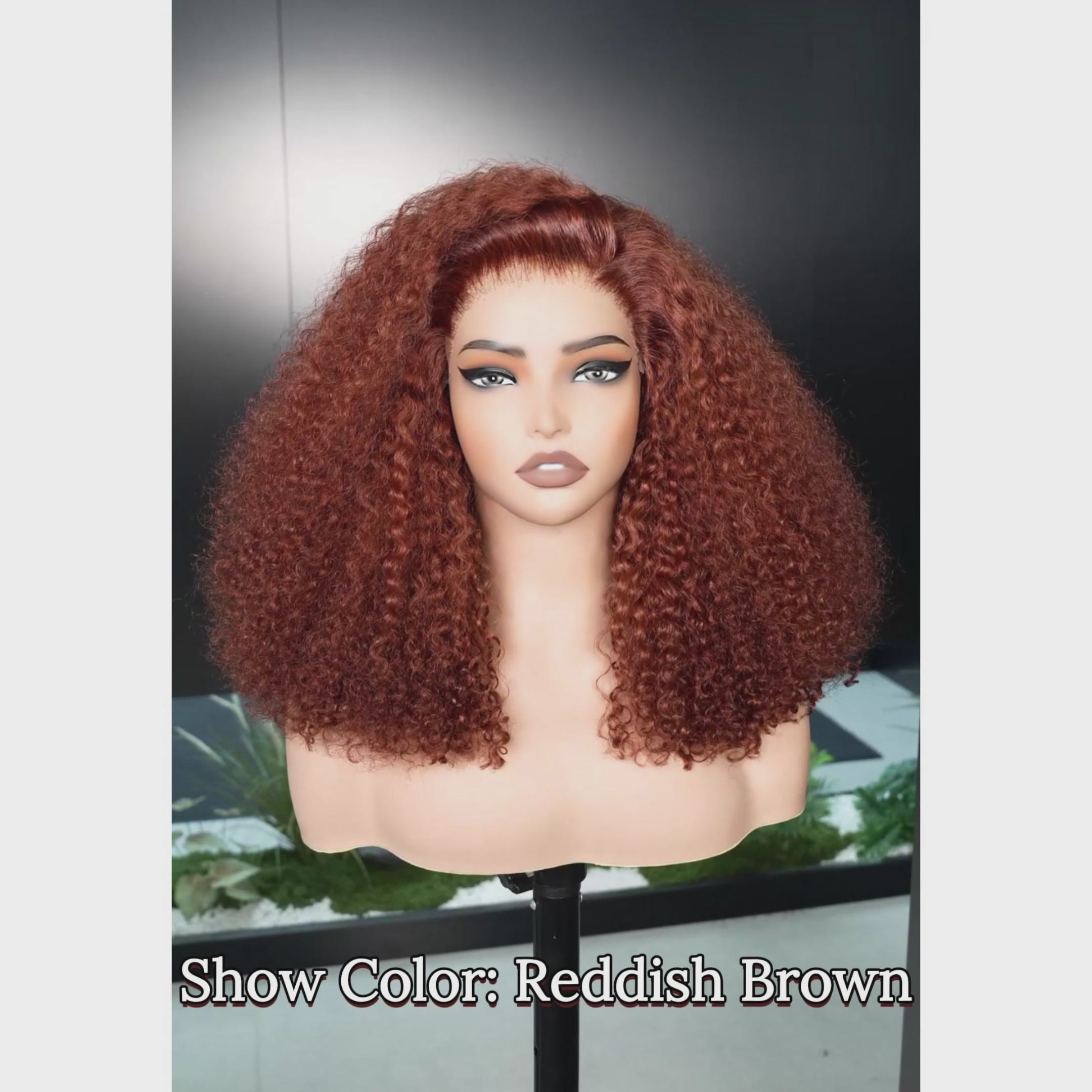 Amanda 300% Density 7x5/13×6 HD Glueless Lace Kinky Curly Wig | Ombre Brown & Dark Reddish Brown