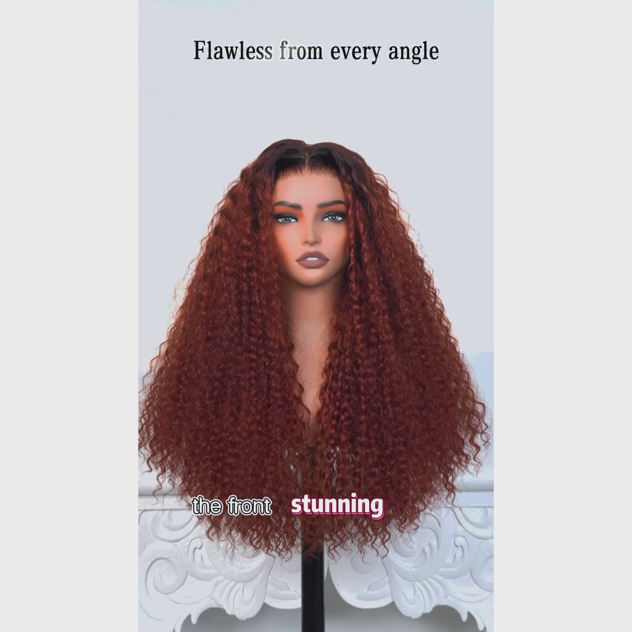 Mechas rubias sin pegamento en una lujosa peluca de ondas profundas y rizadas con encaje frontal - Peluca transparente con encaje frontal y cierre - Amanda Hair